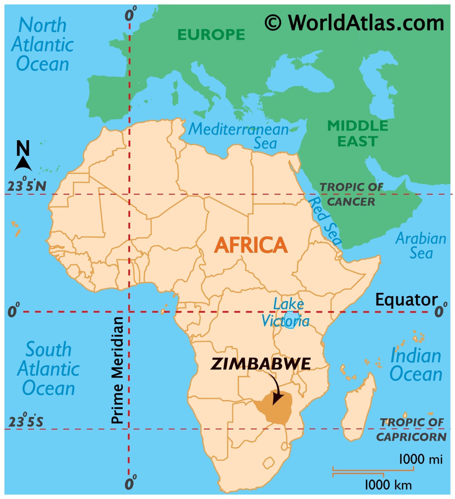 Zimbabwe on map