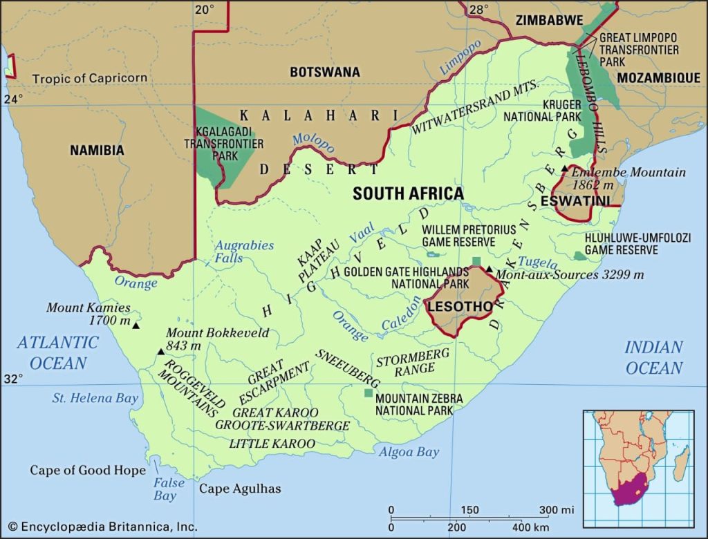 South Africa on map